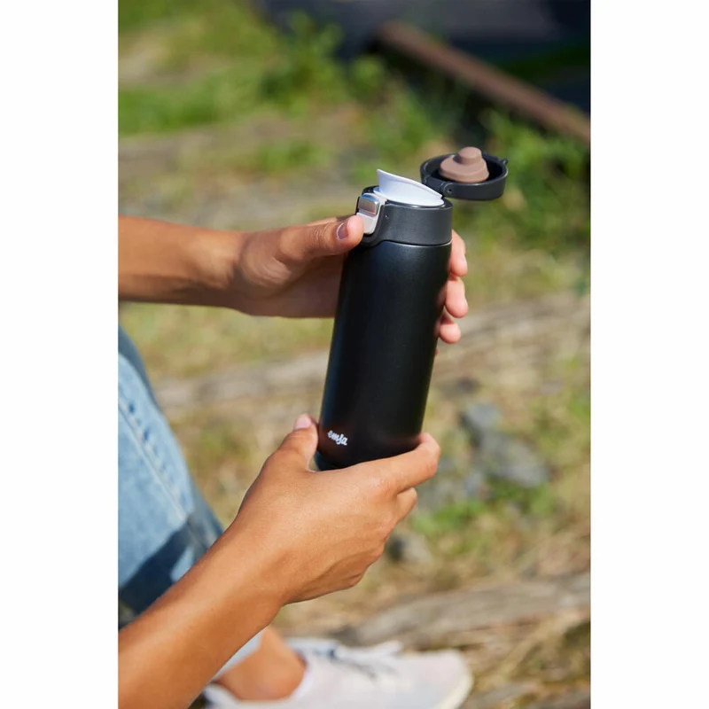 Emsa Isolierbecher Travel Mug Light, Edelstahl, PP, Schwarz, 400 ml, N21517