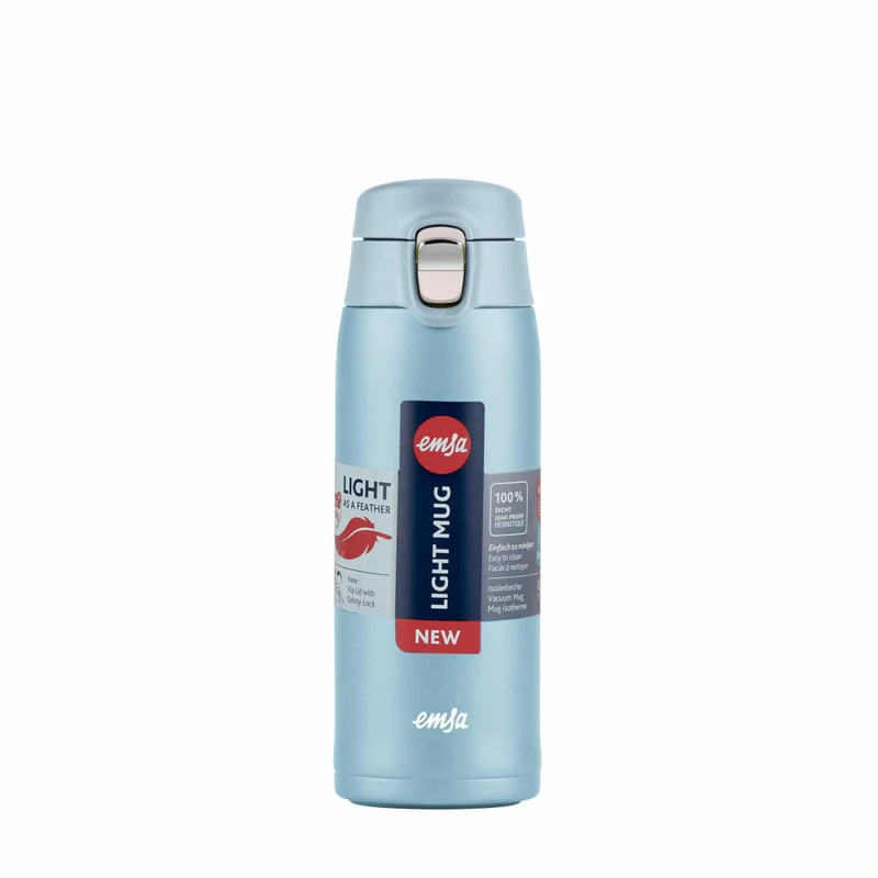 Emsa Isolierbecher Travel Mug Light, Edelstahl, PP, Eisblau, 400 ml, N21518