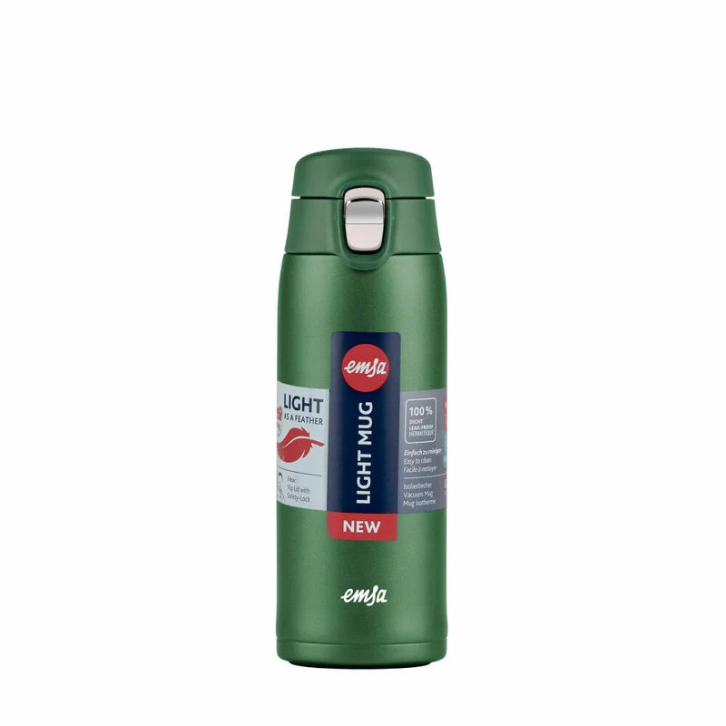 Emsa Isolierbecher Travel Mug Light, Edelstahl, PP, Grün, 400 ml, N21519