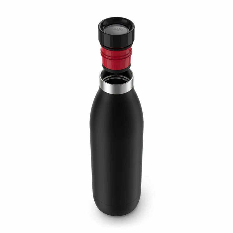 Emsa Isolier-Trinkflasche Bludrop, Wasserflasche, Edelstahl, Schwarz, 1 L, N31120