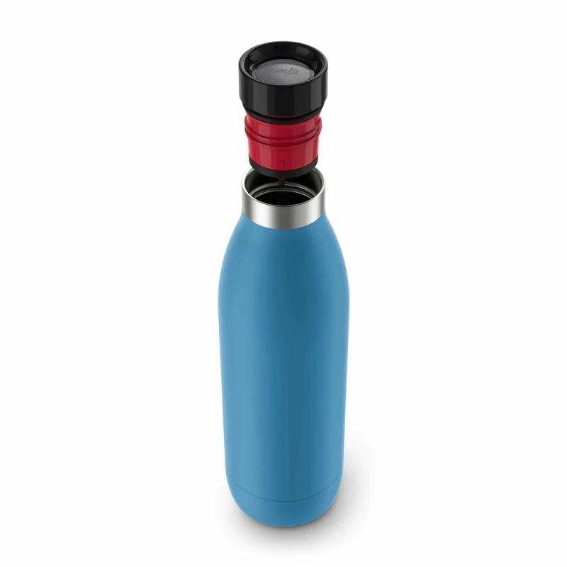 Emsa Isolier-Trinkflasche Bludrop, Wasserflasche, Edelstahl, Blau, 0.7 L, N31122