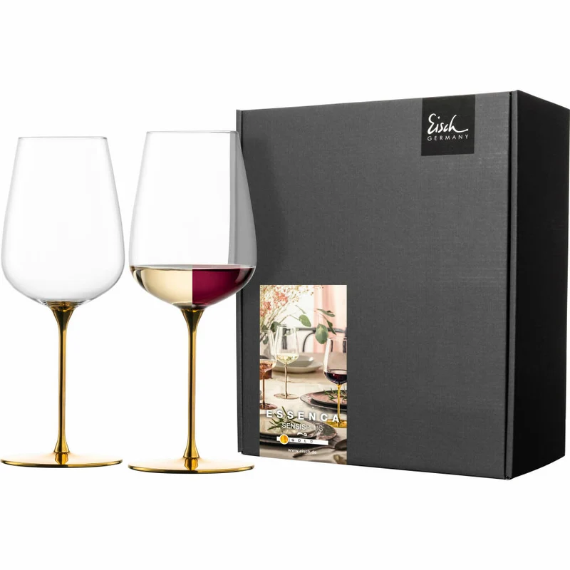 Eisch Allroundgläser Essenca Sensisplus, 2er Set, Weißweinglas, Weinglas, Kristallglas, Goldfarben, 580 ml, 15434030