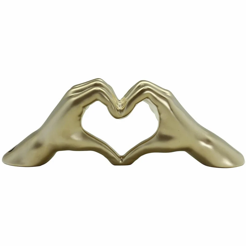 Gilde Hand Heart, Dekoration, Dekoobjekt, Skulptur, Herz, Keramik, Champagnerfarben, H 11 cm, 43969