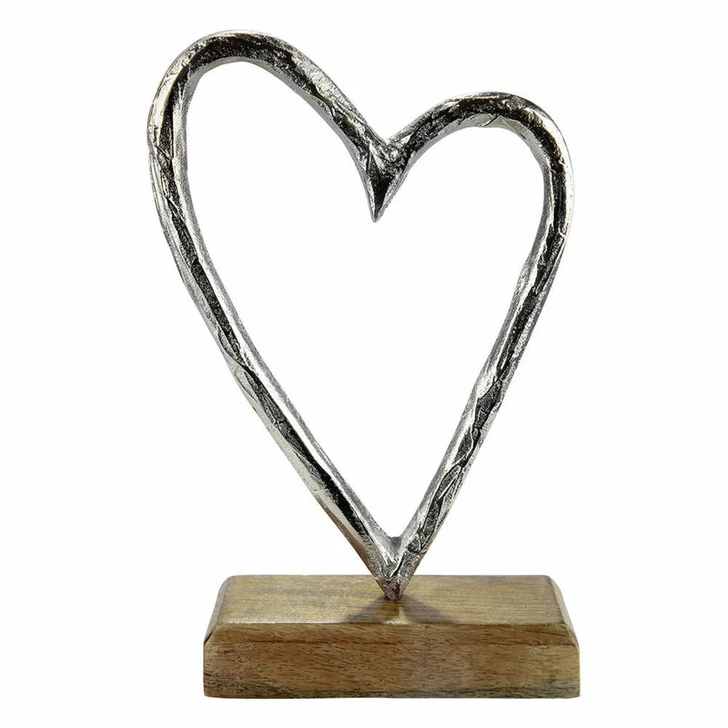 Gilde Standrelief Herz, Dekoration, Dekoobjekt, Aluminium / Mangoholz, H 22 cm, 46043