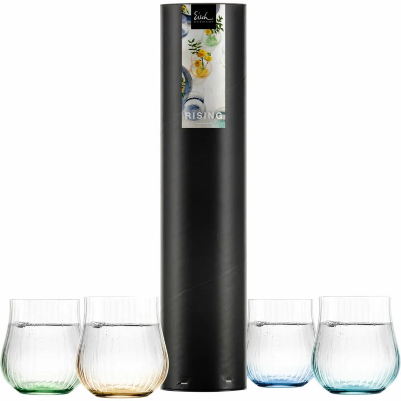 Eisch Allround Becher 4-tlg. Rising, Trinkglas, Gläser, Kristallglas, Grün / Blau / Aqua / Amber, 400 ml, 78711399