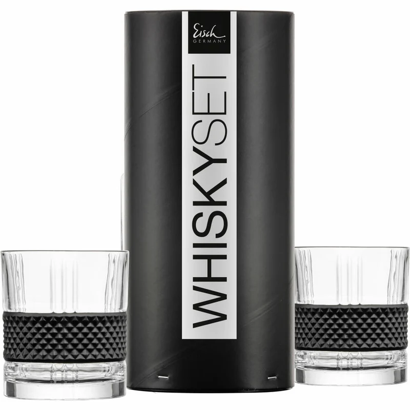 Eisch Whiskygläser 2er Set Glen, Whiskyglas, Tumbler, Whiskybecher, Kristallglas, Schwarz, 330 ml, 78854417