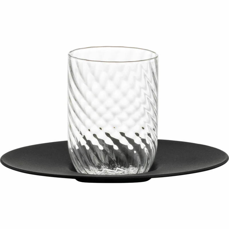 Eisch Espressoglas Twist, mit Untertasse, Espressobecher, Glas, Schwarz, 100 ml, 78913302