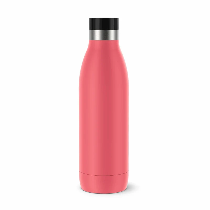 Emsa Isolier-Trinkflasche Bludrop, Wasserflasche, Edelstahl, Koralle, 0.7 L, N31123