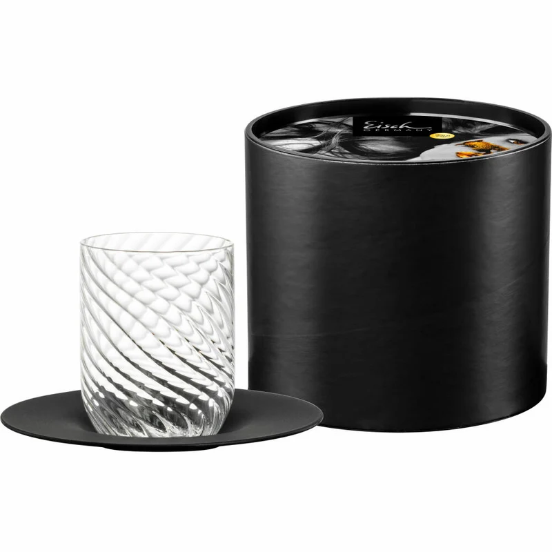 Eisch Cappuccinoglas Twist, mit Untertasse, Kaffeebecher, Glas, Schwarz, 275 ml, 78913312