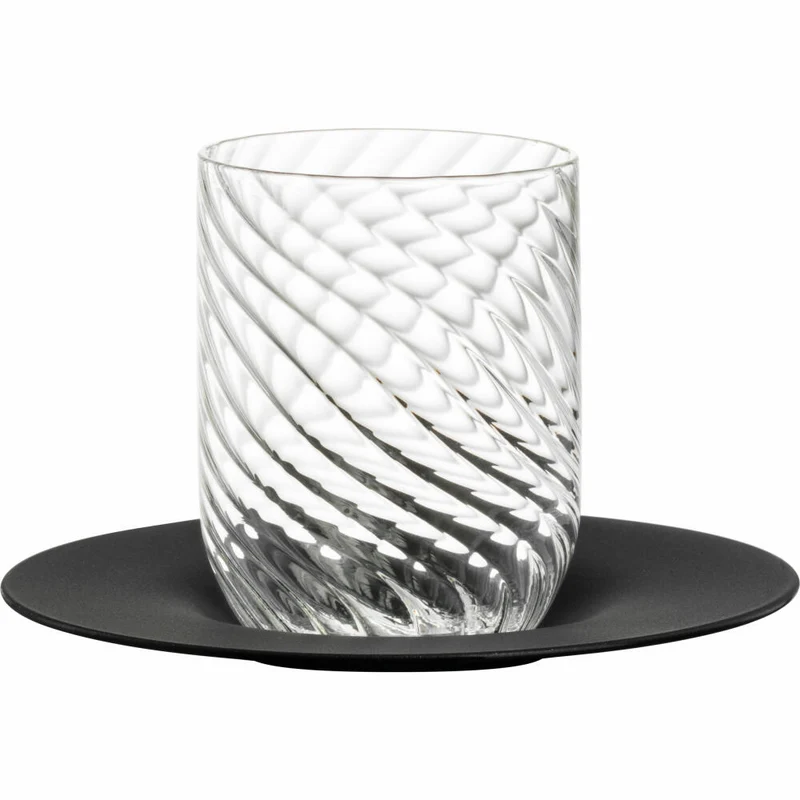 Eisch Cappuccinoglas Twist, mit Untertasse, Kaffeebecher, Glas, Schwarz, 275 ml, 78913312