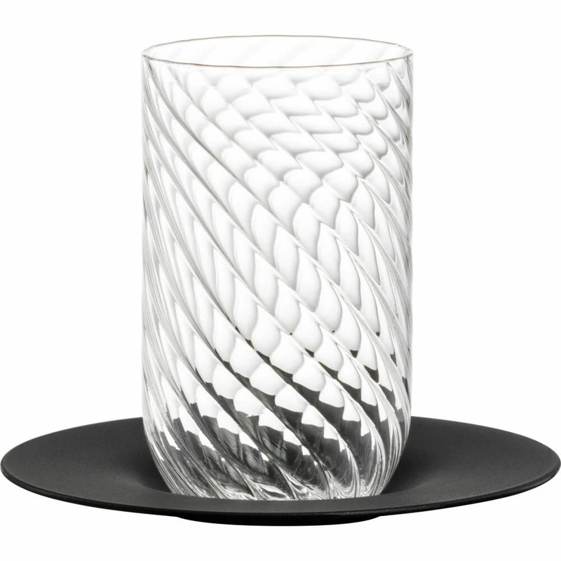 Eisch Latte Macchiato Glas Twist, mit Untertasse, Kaffeeglas, Kaffeebecher, Glas, Schwarz, 360 ml, 78913322