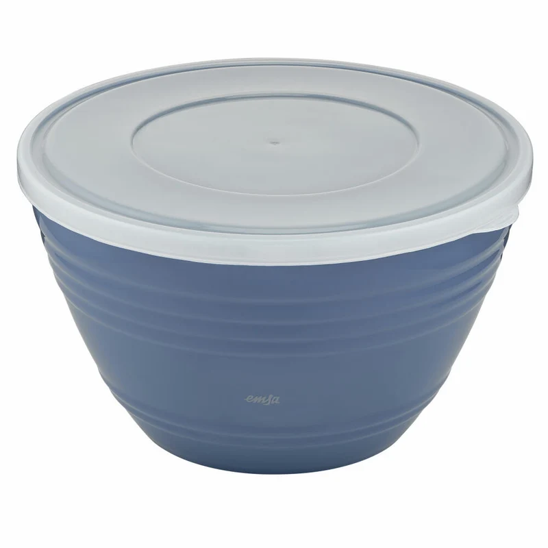 Emsa Rührschüssel Prep & Bake mit Deckel, Kunststoff, Silikon, Blau, 4.15 L, K32541