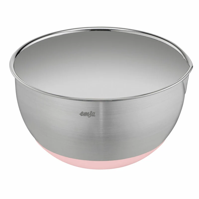 Emsa Rührschüssel Prep & Bake, Edelstahl, Silikon, Rosa, Silberfarben, 18 cm / 2 L, K32718