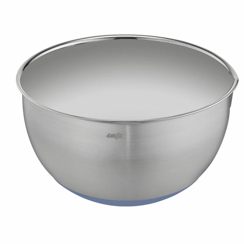 Emsa Rührschüssel Prep & Bake, Edelstahl, Silikon, Blau, Silberfarben, 22 cm / 4 L, K32722