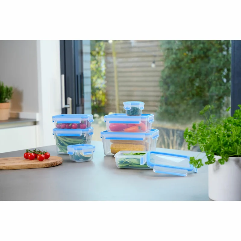 Emsa Frischhaltedosen-Set Clip & Close 7-tlg., Kunststoff, Blau, Transparent, N10316