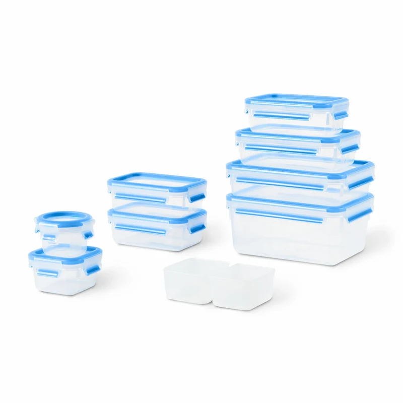 Emsa Frischhaltedosen-Set Clip & Close 9-tlg., Kunststoff, Blau, Transparent, N10317