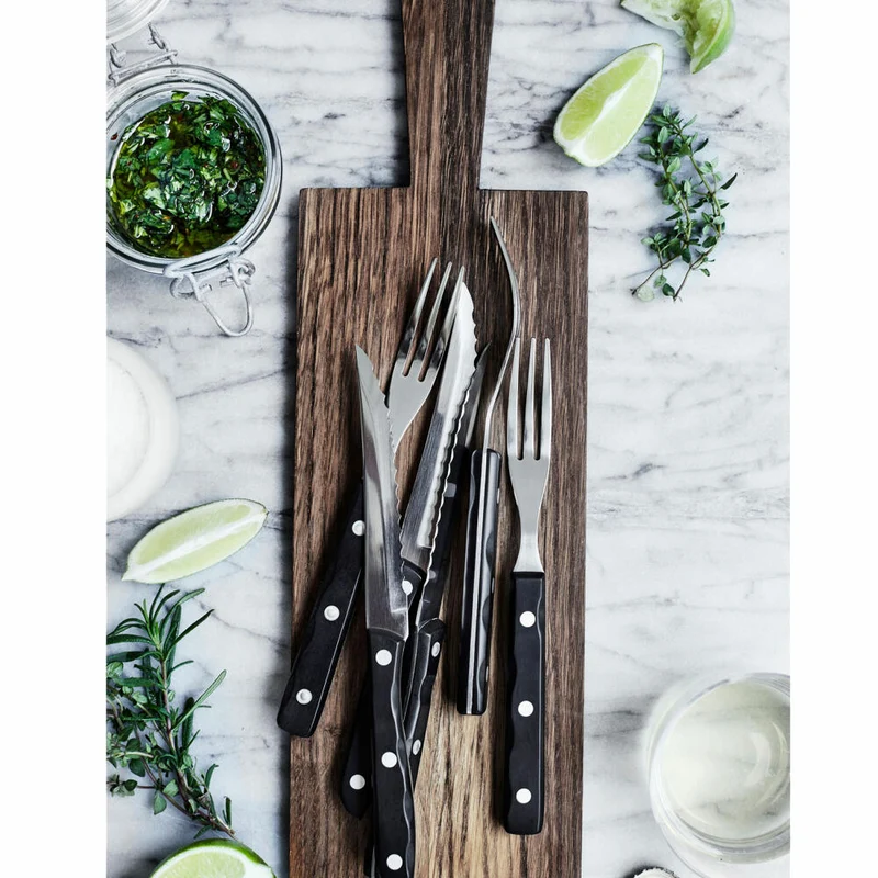 Gense Steakbesteck-Set Old Farmer Black 12-tlg., Steakmesser, Steakgabeln, POM-Kunststoff, 18/8 Edelstahl, 20149