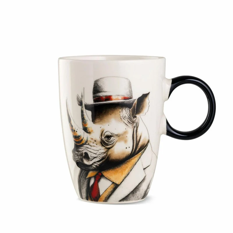 Gilde Tasse Human Essence Nashornmotiv, Becher, Kaffeetasse, Nashorn, Porzellan, Ø 9 cm, 81540
