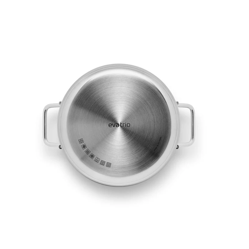 Eva Trio Stainless Steel Topf, Kochtopf, Induktionsgeeignet, Aluminium, Edelstahl, Keramik Beschichtung, Polished Steel, 2.2 L, 312422