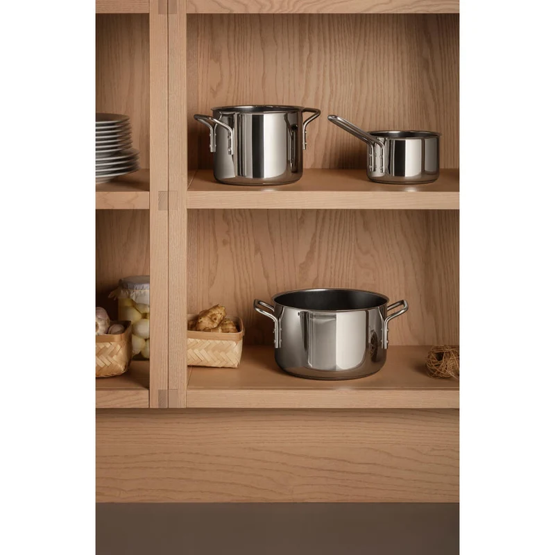 Eva Trio Stainless Steel Topf, Kochtopf, Induktionsgeeignet, Aluminium, Edelstahl, Keramik Beschichtung, Polished Steel, 2.2 L, 312422