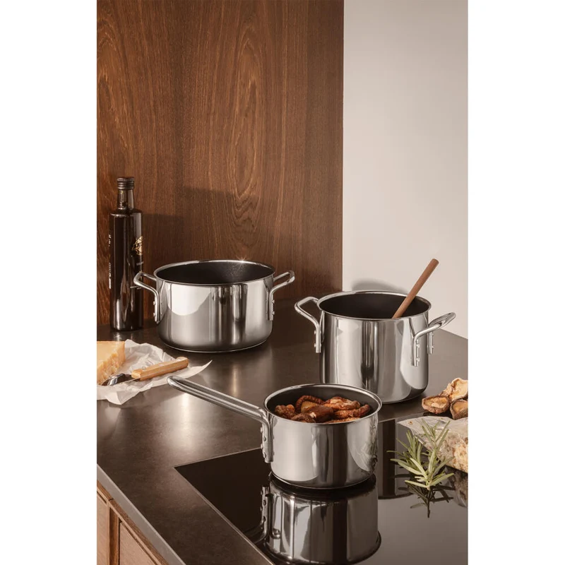 Eva Trio Stainless Steel Topf, Kochtopf, Induktionsgeeignet, Aluminium, Edelstahl, Keramik Beschichtung, Polished Steel, 3.6 L, 312436