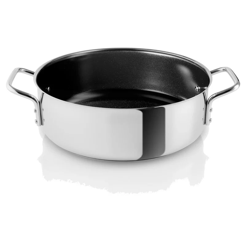 Eva Trio Stainless Steel Sauteuse, Kochtopf, Induktionsgeeignet, Aluminium, Edelstahl, Keramik Beschichtung, Polished Steel, 3.5 L, 312440