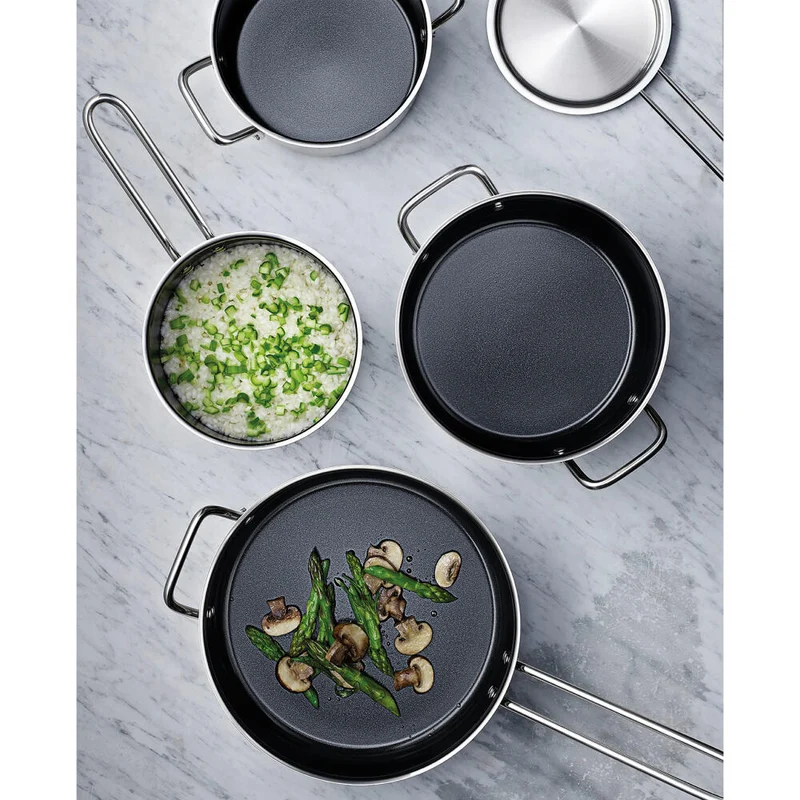 Eva Trio Stainless Steel Topf, Kochtopf, Induktionsgeeignet, Aluminium, Edelstahl, Keramik Beschichtung, Polished Steel, 4.8 L, 312448