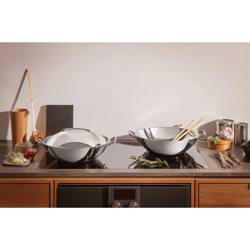 Eva Trio Stainless Steel Wok, Pfanne, Induktionsgeeignet, Aluminium, Edelstahl, Polished Steel, 5 L, 313050