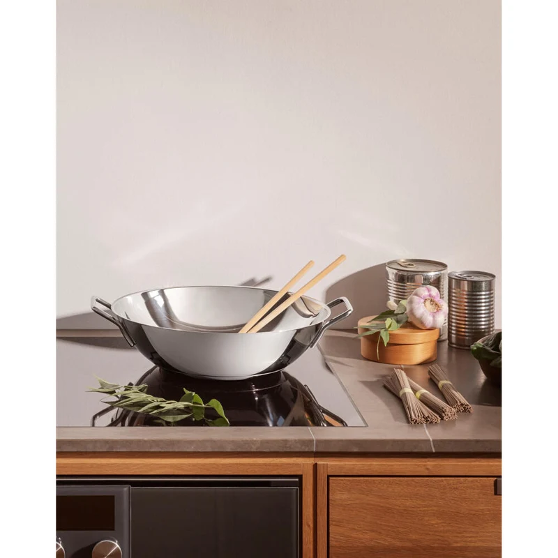Eva Trio Stainless Steel Wok, Pfanne, Induktionsgeeignet, Aluminium, Edelstahl, Polished Steel, 5 L, 313050