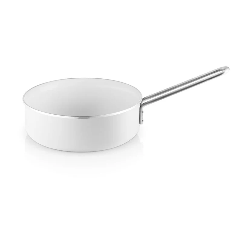 Eva Trio White Line Sauteuse, Kochtopf, Induktionsgeeignet, Aluminium, Edelstahl, Keramik Beschichtung, White, 24 cm, 266524