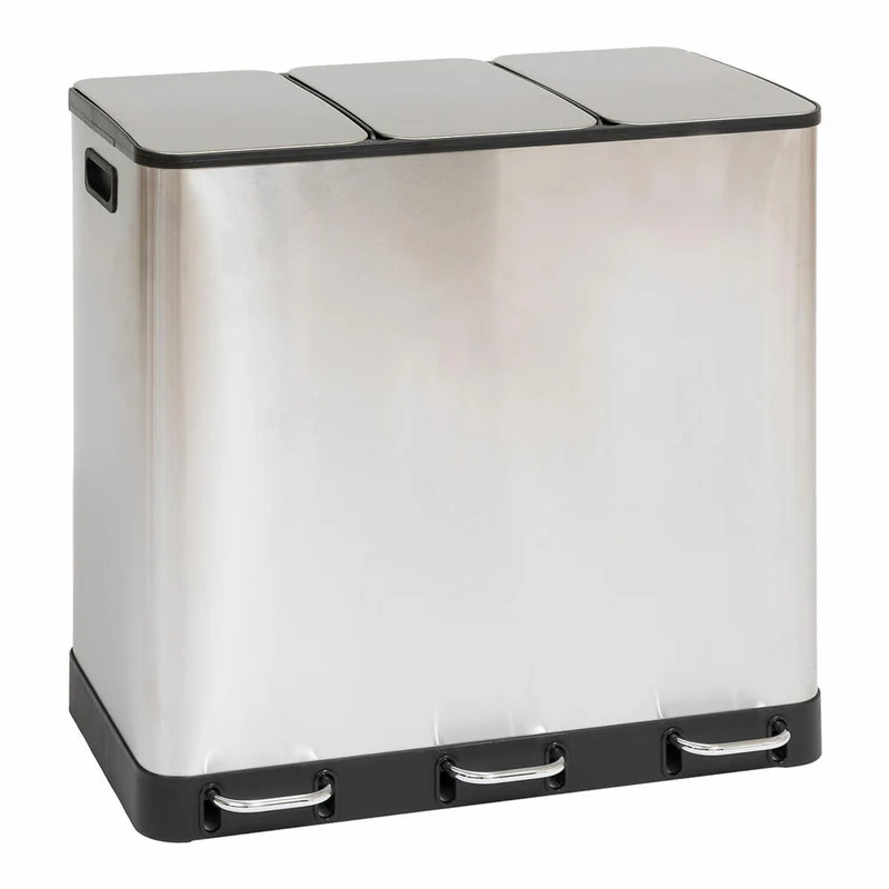 5five Simply Smart Mülleimer Ariane, Pedal-Abfalleimer, Edelstahl / Kunststoff, Grau, 3 x 18 L, 202464