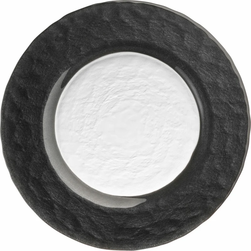 Eisch Teller Kaya Black, 2er Set, Speiseteller, Servierteller, Dekoteller, Kristallglas, Schwarz, Ø 23 cm, 77351504