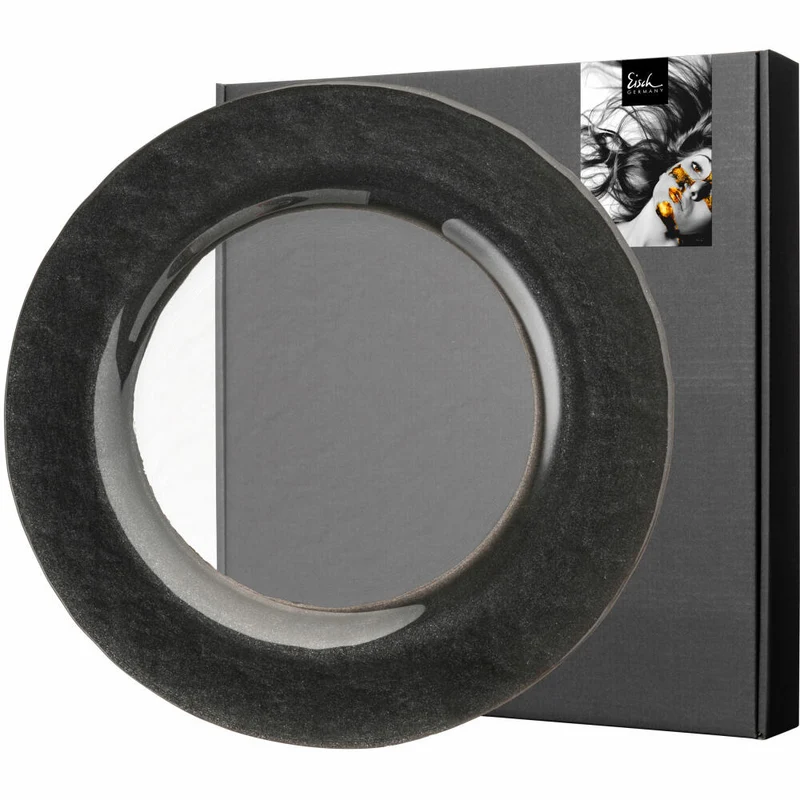 Eisch Teller Kaya Black, Speiseteller, Servierteller, Dekoteller, Kristallglas, Schwarz, Ø 23 cm, 77351506