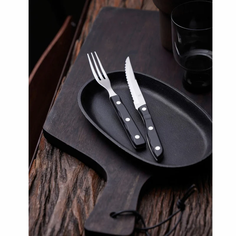 Gense Steakbesteck-Set Old Farmer Black 4-tlg., Steakmesser, Steakgabeln, POM-Kunststoff, 18/8 Edelstahl, 20151