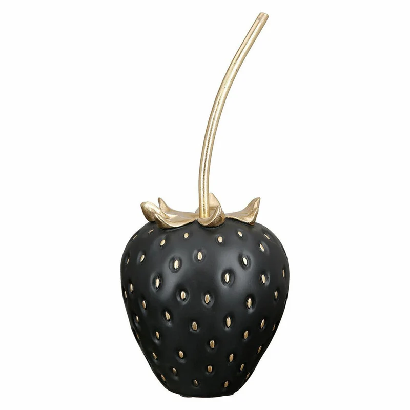Gilde Erdbeere Frutilla, Dekoration, Dekoobjekt, Skulptur, Poly, Schwarz, H 35 cm, 34487