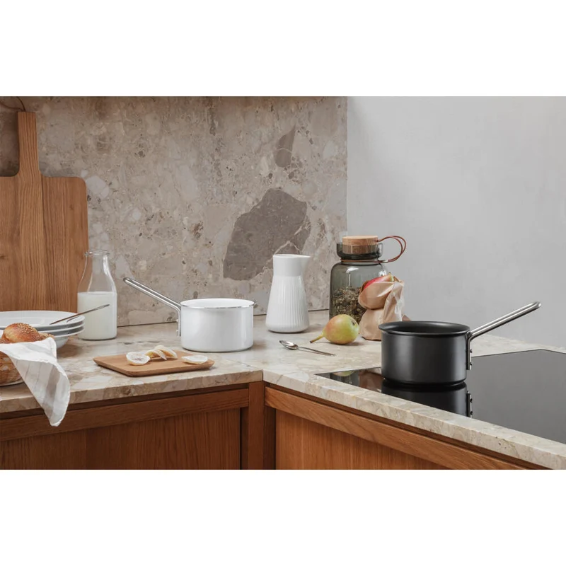 Eva Trio White Line Kasserolle, Kochtopf, Aluminium, Edelstahl, Keramik Beschichtung, White, 1.1 L, 266611