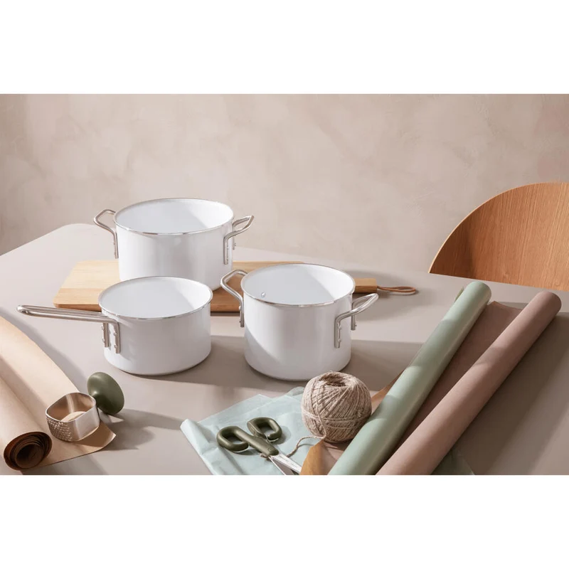 Eva Trio White Line Kasserolle, Kochtopf, Aluminium, Edelstahl, Keramik Beschichtung, White, 1.1 L, 266611