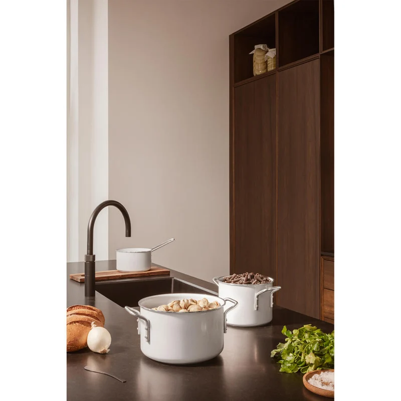 Eva Trio White Line Kasserolle, Kochtopf, Induktionsgeeignet, Aluminium, Edelstahl, Keramik Beschichtung, White, 1.8 L, 266618