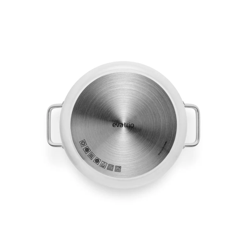 Eva Trio White Line Topf, Kochtopf, Aluminium, Edelstahl, Keramik Beschichtung, White, 3.8 L, 266638