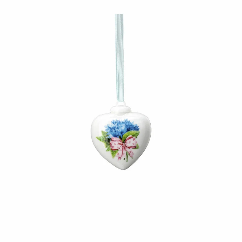 Hutschenreuther Deko-Mini-Herz Frühlingsgrüße - Kornblume, Porzellan, Mehrfarbig, 5.4 cm, 02256-727120-27840