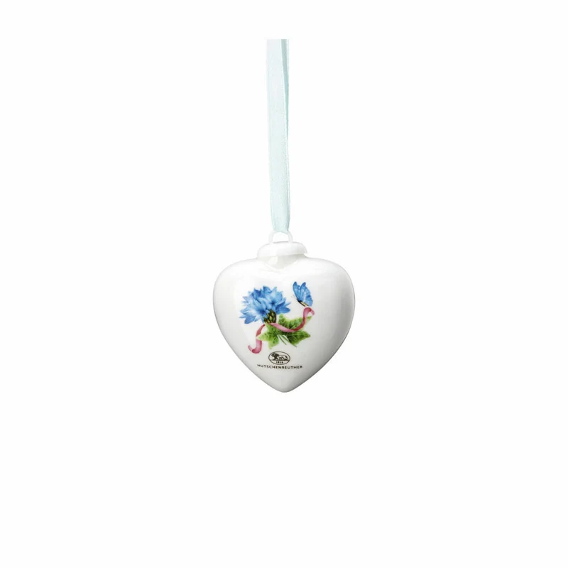 Hutschenreuther Deko-Mini-Herz Frühlingsgrüße - Kornblume, Porzellan, Mehrfarbig, 5.4 cm, 02256-727120-27840