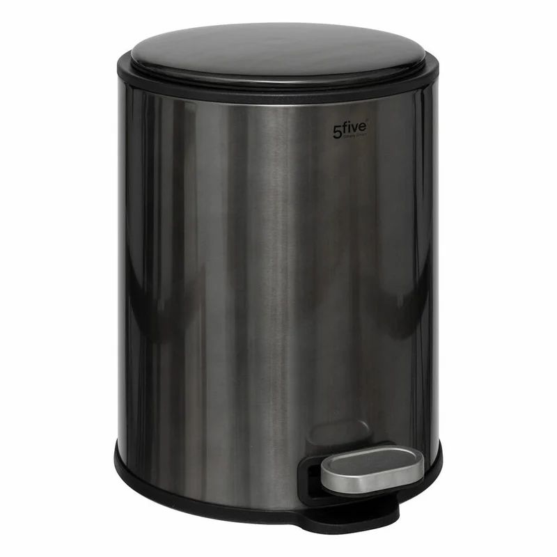 5five Simply Smart Mülleimer Delta, Pedal-Abfalleimer, Stahl, Kunststoff, Schwarz, 6 L, 202467