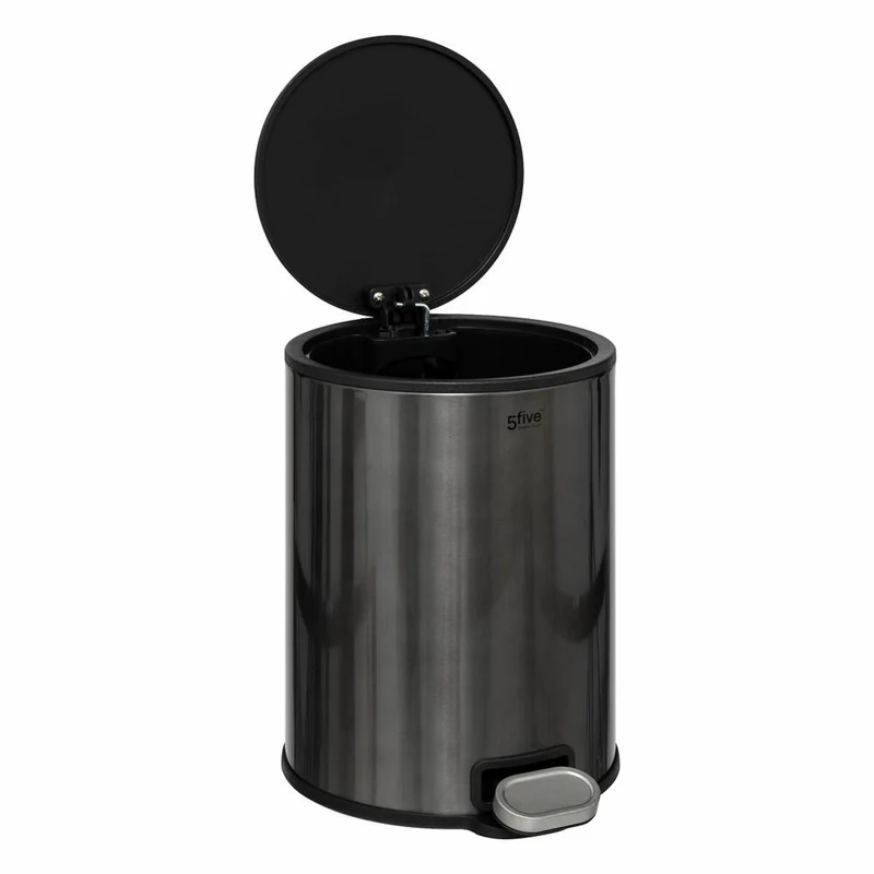 5five Simply Smart Mülleimer Delta, Pedal-Abfalleimer, Stahl, Kunststoff, Schwarz, 6 L, 202467