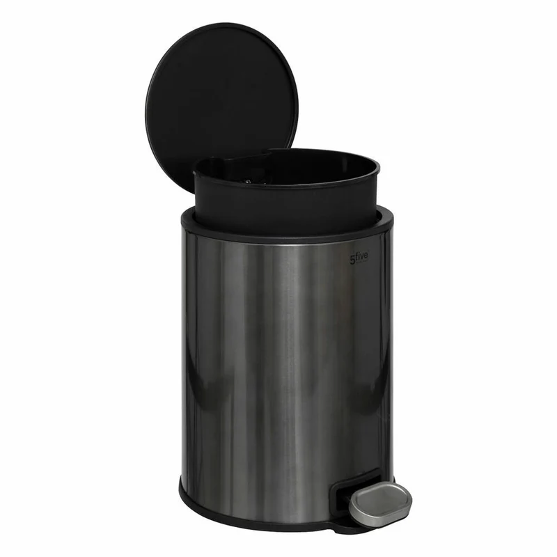 5five Simply Smart Mülleimer Delta, Pedal-Abfalleimer, Stahl, Kunststoff, Schwarz, 6 L, 202467