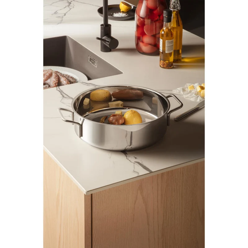 Eva Trio Stainless Steel Sauteuse, Kochtopf, Induktionsgeeignet, Aluminium, Edelstahl, Polished Steel, 28 cm, 302429