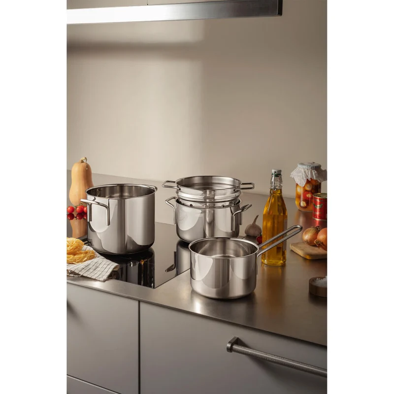Eva Trio Stainless Steel Topf, Kochtopf, Induktionsgeeignet, Aluminium, Edelstahl, Polished Steel, 3.6 L, 302436
