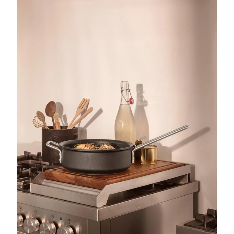Eva Trio Professional Sauteuse, Kochtopf, Aluminium, Edelstahl, Keramik Beschichtung, Black, 24 cm, 204825