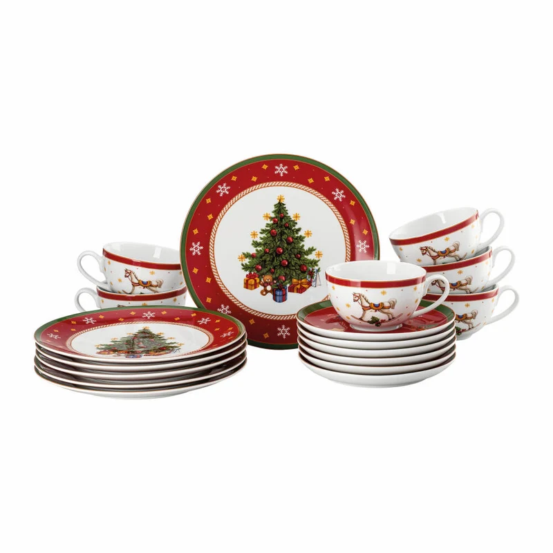 Hutschenreuther Kaffee-Set Happy Wintertime Kombi 18-tlg., Porzellan, Mehrfarbig, 02488-727470-28429
