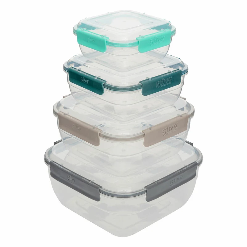 5five Simply Smart Dose Klic, 4-tlg., Quadratisch, Vorratsdose, Frischhaltedose, Kunststoff, 203037