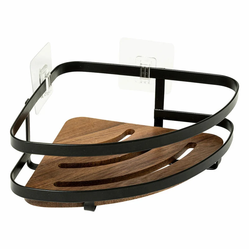 5five Simply Smart Winkelregal Blackacia, Eckregal, Duschregal, Badregal, Akazienholz / Stahl, 25 x 19.5 cm, 204904